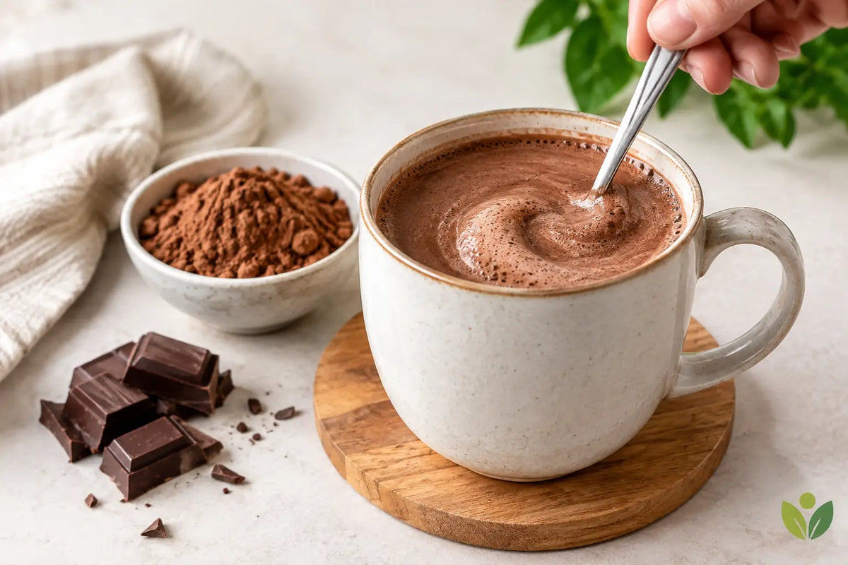 Zuckerfreie Trinkschokolade cremig anrühren