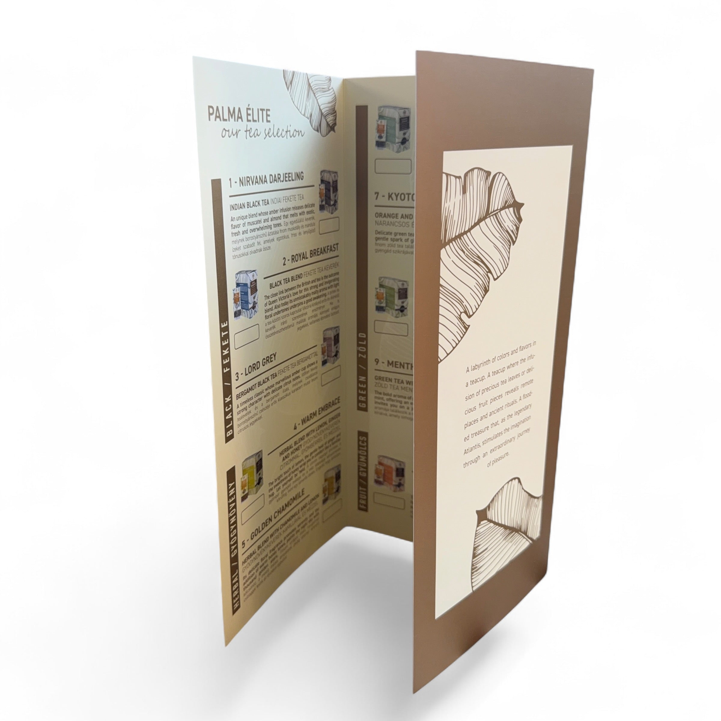 PALMA Élite menu card product shot 4